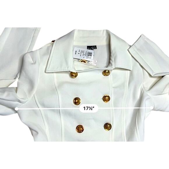 Windsor Military Double Breasted Long Coat SMALL Full Circle Vanilla Girl NWT - Picture 7 of 13